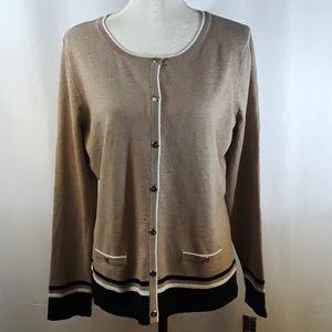 Karen Scott Resort Striped Cardigan Sweater